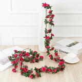 HULIANFU 2023 250CM Rose Artificial Flowers Christmas Garland For Wedding Home Room Decoration Spring Autumn Garden Arch DIY Fake Plant Vine