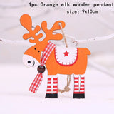 HULIANFU New Year  1PC 2D 3D Christmas Ornament Wooden Hanging Pendants Star Xmas Tree Bell Christmas Decorations For Home Navidad