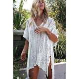 hulianfu New Knitted Beach Cover Up Women Bikini Swimsuit Cover Up Hollow Out Beach Dress Tassel Tunics Bathing Suits Cover-Ups Beachwear