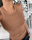 Ribbed  Women Tank Top Plus Size Elastic Sexy Summer Tank Tops Solid O Neck Off Shouled Casual White Tank Tops