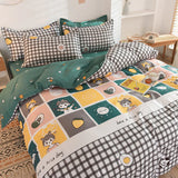 HULIANFU Orange Bedding Set Girls Boys Bed Linen Sheet Plaid Duvet Cover 240x220 Single Double Queen King Quilt Covers Sets Bedclothes
