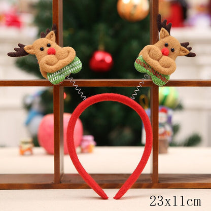HULIANFU 2023 Christmas Headband Santa Tree Elk Antlers Hair Accessories for Girls Headwear Reindeer Ornaments Elk Ears Christmas Decorations