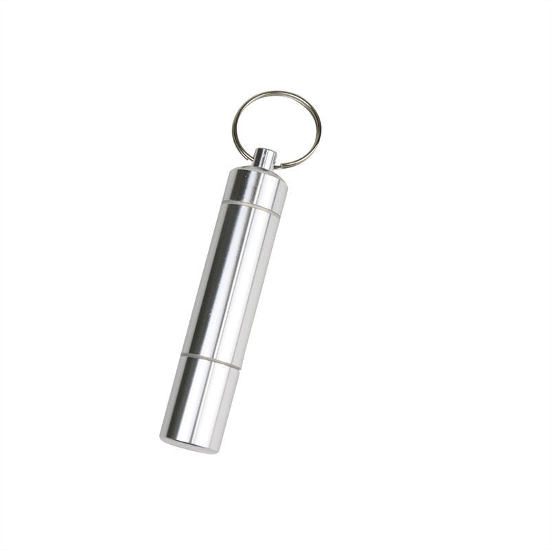HULIANFU Silver Aluminum Alloy Cigarette Box Waterproof Cigarete Case Pill Toothpick Capsule Holder with Keychain Mens Gift