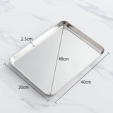 HULIANFU Stainless Steel Food Storage Trays Rectangle Steamed Sausage Fruit Pans Water Bread Kitchen Baking Shallow Dish Serving Plate