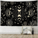 HULIANFU White Black Sun Moon Mandala Starry Sky Tapestry Wall Hanging Bohemian Gypsy Psychedelic Tapiz Witchcraft Astrology Tapestry