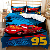 HULIANFU Red Lightning Mcqueen Duvet Cover Set Queen Car Comforter Cover Cool Car Style Quilt Cover Kids Room Teen Bed Decor Bedding set