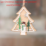 HULIANFU New Year  1PC 2D 3D Christmas Ornament Wooden Hanging Pendants Star Xmas Tree Bell Christmas Decorations For Home Navidad