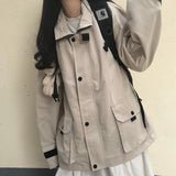 Basic Jackets Women Chic All-match Retro Solid Zipper Design Ulzzang Lovely Fashion Teens Overcoats Daily Vintage Womens Outwear