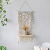 HULIANFU Macrame Shelves for Bedroom &amp; Plant Boho Home Decor Christmas Decoration Wooden Wall Shelf Candle Holder Floating Shelves Gift