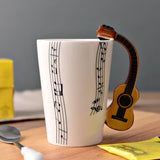 HULIANFU Novelty Music Note Cup Ceramic Guitar Coffee Mugs Personality Tea/Milk/Juice/Lemon Water Bottle Christmas Birthday Gift