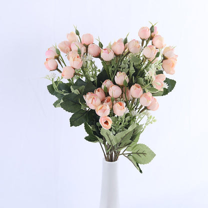 HULIANFU white mini silk rose artificial flowers for wedding decoration bride fake flower bouquet diy home decor art accessories for vase
