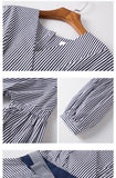 hulianfu Lantern Sleeve Blouse Shirt Women Fashion Korean Style Summer Bow V-neck Striped Shirt Elegant Ladies Tops Female Clothing