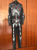 Scary Halloween Skeleton Bone Print Costume Adult Women Horror Carnival Blood Catsuit Jumpsuit X Ray Long Sleeves Bodysuit