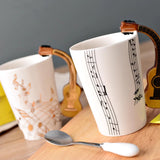 HULIANFU Novelty Music Note Cup Ceramic Guitar Coffee Mugs Personality Tea/Milk/Juice/Lemon Water Bottle Christmas Birthday Gift