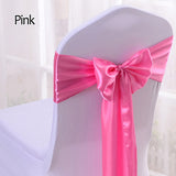 HULIANFU Wedding Satin Chair Sashes Party Chairs Bands Gold Pink Chair Knot Cover Decoration Chairs Bow For Chair Decoration Banquet