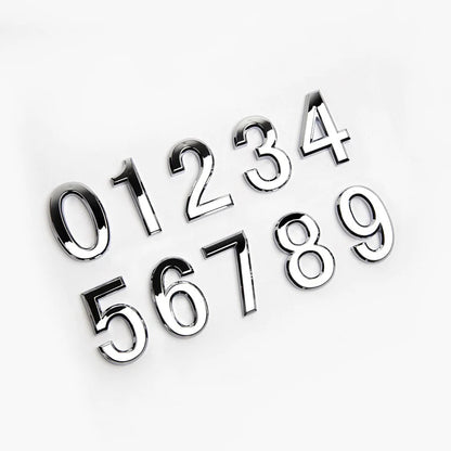 HULIANFU New 3D Digits 0-9 Number Silver Sticker 5cm Plate Sign Hotel Silvery Door Number Plaque Modern Plated House Home Car Decoration