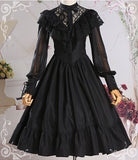 Adult Women Gothic Costume Lace Hollow Bridal Wedding Party Embroidery Dress Lolita Princess Sweet A Line Dress Veil For Ladies