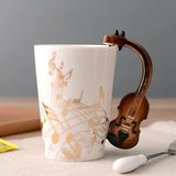 HULIANFU Novelty Music Note Cup Ceramic Guitar Coffee Mugs Personality Tea/Milk/Juice/Lemon Water Bottle Christmas Birthday Gift