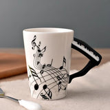 HULIANFU Novelty Music Note Cup Ceramic Guitar Coffee Mugs Personality Tea/Milk/Juice/Lemon Water Bottle Christmas Birthday Gift