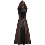 Medieval Archer Ranger Elf Halloween Hobbit Costume Women Assassin Jerkin Cosplay Bodice Dress Leather Hood Robe Cloak For Adult