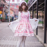 Ladies Sweet Lolita Lace Blouse Neverland Chiffon Loose Layered Crop Tops Victoria Costume Long Bell Sleeves For Women Oversize