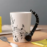 HULIANFU Novelty Music Note Cup Ceramic Guitar Coffee Mugs Personality Tea/Milk/Juice/Lemon Water Bottle Christmas Birthday Gift