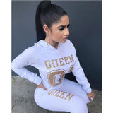 Women's Letter Printed 2 Pieces Outfits T-Shirt Tops and Bodycon Long Pants Set Sweatshirt Full Sleeve Long Jumpsuit s-xl