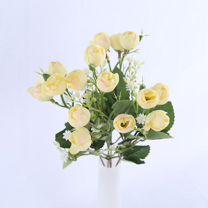 HULIANFU white mini silk rose artificial flowers for wedding decoration bride fake flower bouquet diy home decor art accessories for vase