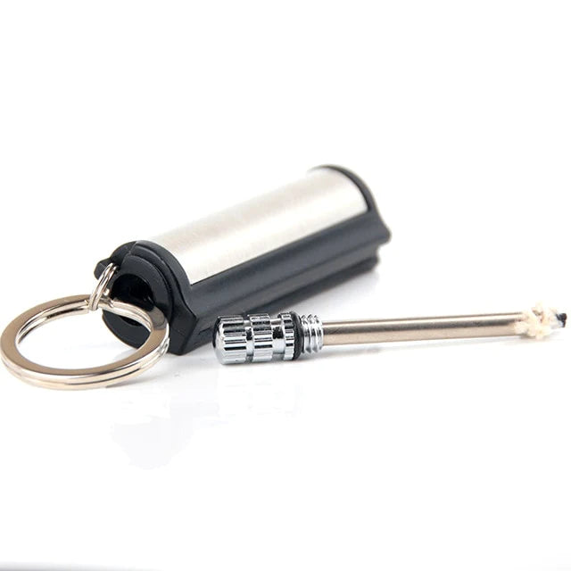 HULIANFU Outdoor Mini Waterproof Key Ring Matches Reusable Cylindrical Cigarette Keyring Match Ligters Smoking Accessories