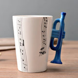 HULIANFU Novelty Music Note Cup Ceramic Guitar Coffee Mugs Personality Tea/Milk/Juice/Lemon Water Bottle Christmas Birthday Gift