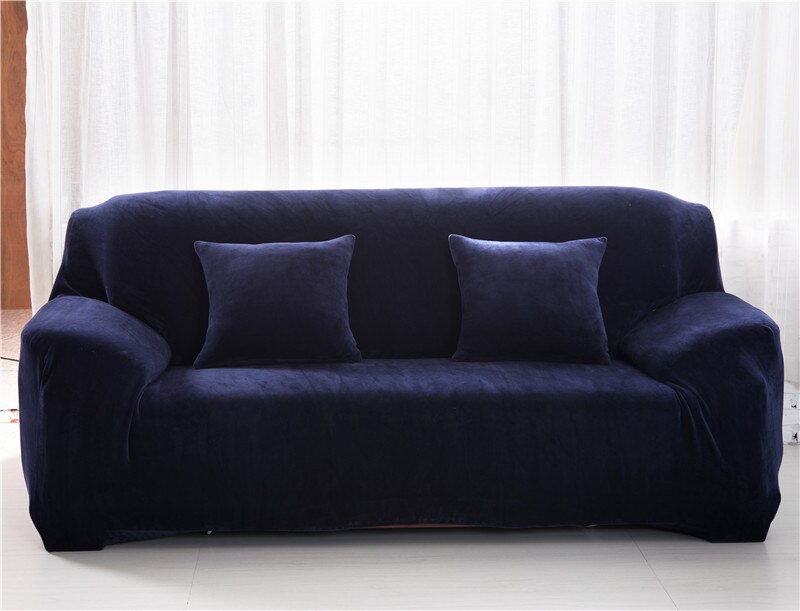 HULIANFU Thicken Plush Elastic Sofa Covers for Living Room Sectional Corner Furniture Slipcover Couch Cover 1/2/3/4 Seater Solid Color