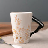 HULIANFU Novelty Music Note Cup Ceramic Guitar Coffee Mugs Personality Tea/Milk/Juice/Lemon Water Bottle Christmas Birthday Gift