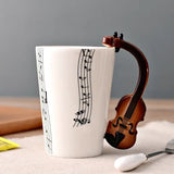 HULIANFU Novelty Music Note Cup Ceramic Guitar Coffee Mugs Personality Tea/Milk/Juice/Lemon Water Bottle Christmas Birthday Gift