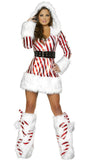 High Quality Adults Womens Santa Claus Costume Sexy Cute Red White Striped Christmas party Fancy Dress With + Leggings