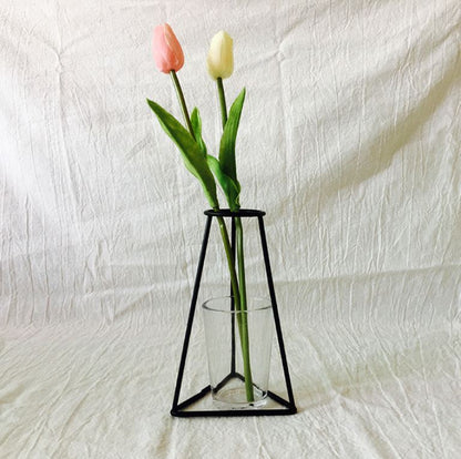 HULIANFU Retro Iron Line Flowers Vase Metal Plant Holder Modern Solid Home Decor Nordic Styles Iron Vase