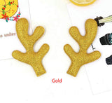 HULIANFU 2023 50pcs/lot Glitter Reindeer Antlers Gold Silver Red Fawn fabric W/ Sponge Padded Buckhorn applique for Christmas decor,Craft DIY