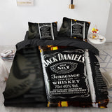 HULIANFU Interesting Cartoon Whisky Bedding Set Jack Daniels Duvet Cover Set Pillowcase Comforter Sets For Aldults Gift US EU AU UK Size