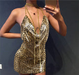 Sexy Backless y2k Metal Party Summer Dress Women Beach Night club Mini slip dress Glitter Sequin ladies Dresses