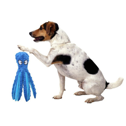HULIANFU Pet Dog Plush Toy Squeaker Chew Animal Toy Octopus Skin Shell Bite Resistant Plush Toy Funny Durability Molar Toy Pets Supplies