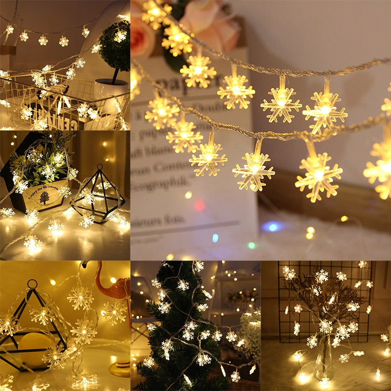 HULIANFU Snowflake LED Light Christmas Decor For Home Hanging Garland Christmas Ornaments Xmas Tree Decor Noel Navidad  New Year
