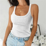 Women Sleeveless Spaghetti Vest Quality Knitted Camis U-neck Tank Tops Casual Solid Color Basic Camisole For Female Plus Size