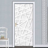HULIANFU  PVC Self-Adhesive Waterproof Door Sticker Modern 3D Abstract Line Mural Wallpaper Living Room Study Home Decor Art Door Poster