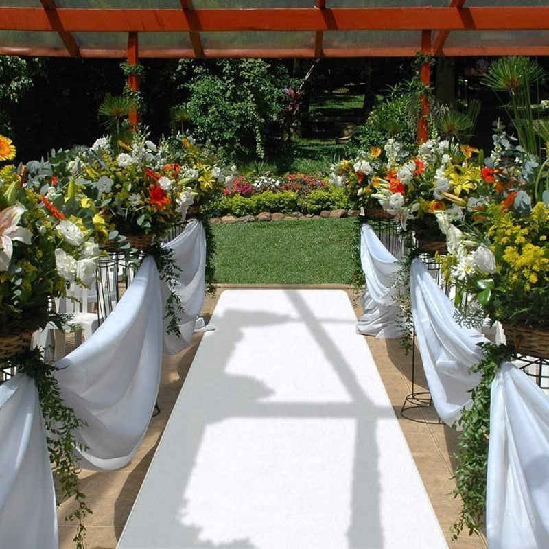 HULIANFU Wedding Carpet Aisle Runner Non-slip Non-woven Fabric White Carpet Event Party Wedding Aisle Runner Custom Length Thickness 1 MM