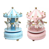 HULIANFU Merry-go-round Music Boxes Geometric Music Baby Room Decoration Gifts Unisex Wooden Christmas Horse Carousel Box Home Decor