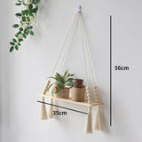 HULIANFU Macrame Shelves for Bedroom &amp; Plant Boho Home Decor Christmas Decoration Wooden Wall Shelf Candle Holder Floating Shelves Gift