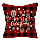 HULIANFU Linen Red Scottish Plaid Christmas Cushions Case Reindeer Trees Snowflakes Print Christmas Decorative Pillows for Sofa Couch Bed