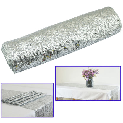 HULIANFU Sequin Modern Table Runners For Wedding Decoration Sequin Christmas Birthday Baby Shower Party Home Tea Table Runner Table Cover