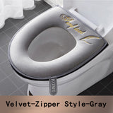 HULIANFU Universal Toilet Seat Cover Winter Warm Soft WC Mat Bathroom Washable Removable Zipper With Flip LidHandle Waterproof Household