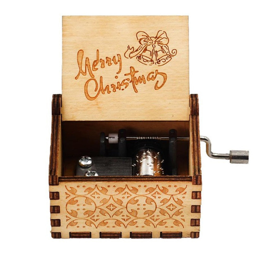 HULIANFU  Wooden Hand Crank Music Box Magic School Game Jurassic Park Godfather Children  Holiday Gift Christmas New Year Gift