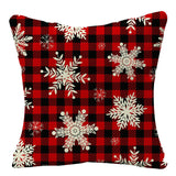 HULIANFU Linen Red Scottish Plaid Christmas Cushions Case Reindeer Trees Snowflakes Print Christmas Decorative Pillows for Sofa Couch Bed